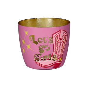 Madras, Windlicht, M, Motiv: Cowgirl, pink/ gold