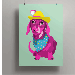 Artprint A3 - Dackel with hat