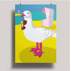 Artprint A3 Möwe am Strand