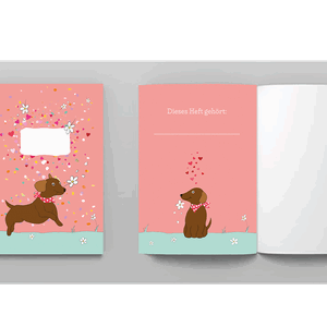 Notizheft A6 - m-illu funny friends - Dackel koralle