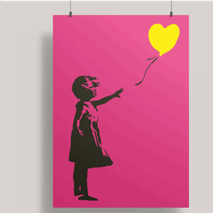 Artprint A3 Pink Girl & Heart